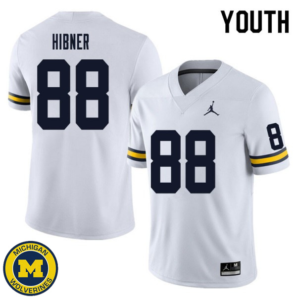 Youth Michigan Wolverines #88 Matthew Hibner White Embroidery Jersey